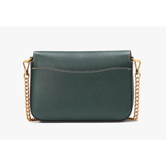 New Kate Spade Katy Textured Leather Flap Small Crossbody Rock Garden Green - Picture 2 of 6